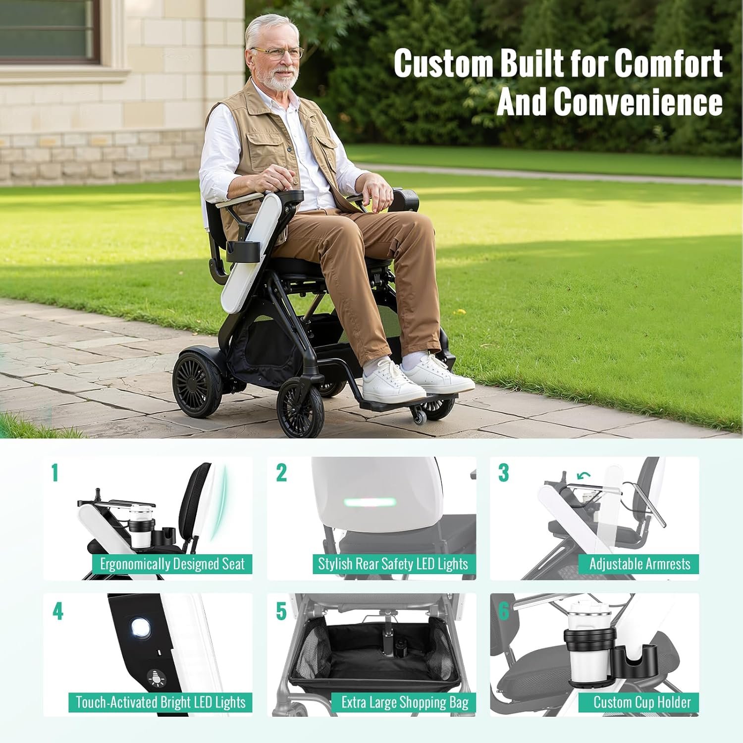 auto folding electric wheelchair, phone remote control, 35lbs ultra lightweight, touch activated bright front light, powered mobility chair for adults seniors with ergonomic memory foam cushion auto folding electric wheelchair, phone remote control, 35lbs ultra lightweight, touch activated bright front light, powered mobility chair for adults seniors with ergonomic memory foam cushion